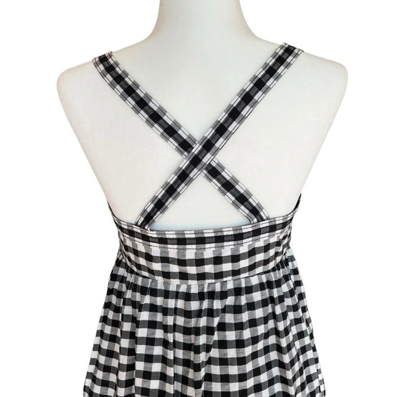 J. Crew Gingham Eyelet Embroidered Cotton Midi Dress Black White 4 Classic Chic - Picture 6 of 8